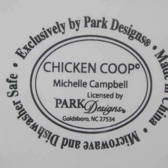 Chicken Coop 8 inch Salad Plate with Rooster Motif and red trim - Picture 3 of 6